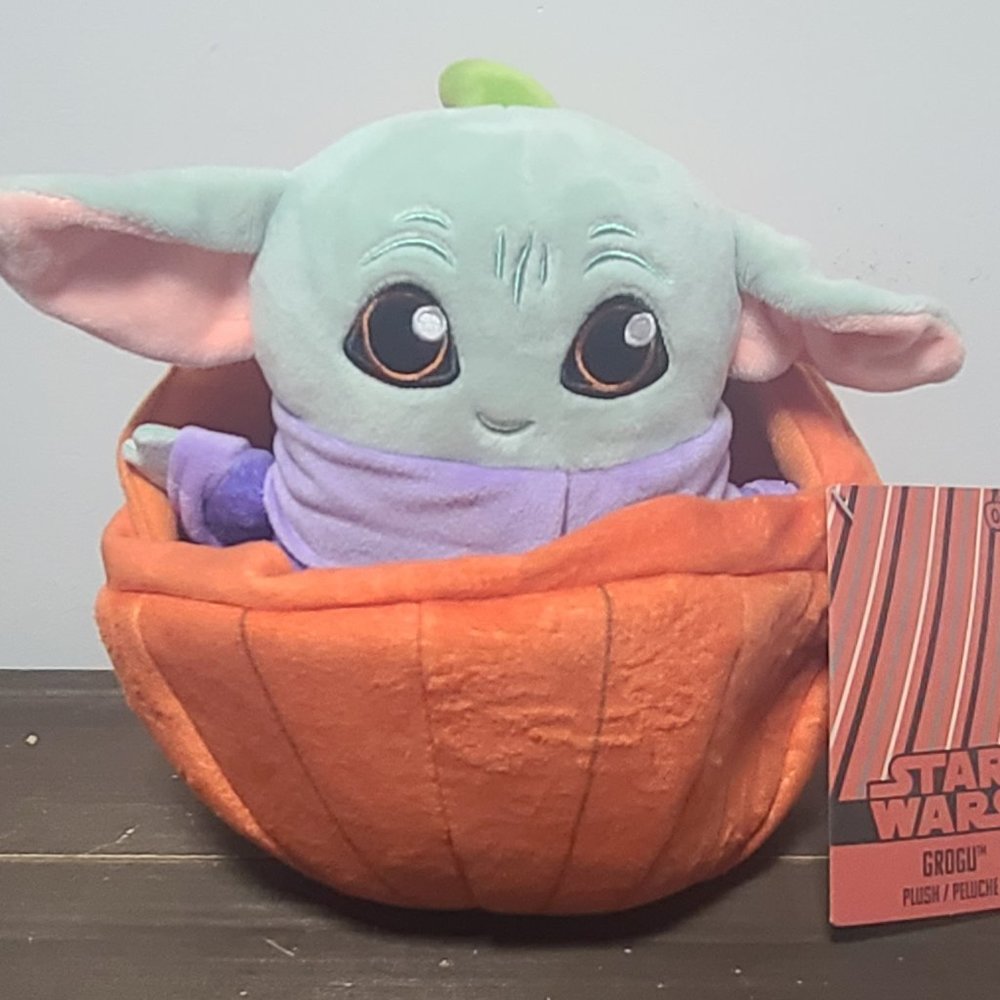 Disney Parks Grogu Star Wars Pumpkin 8" Plush - NEW